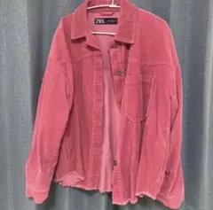 ZARA コーデュロイジャケット ピンク M レディース Gジャン 羽織り 春秋