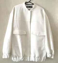 ZARA ホワイト スタンドカラー ジャケット