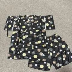 甚平セット 黒地に多色模様 95cm以下