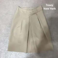 【美品】foxey NEWYORKウェストリボン　スカート　ベージュ 38