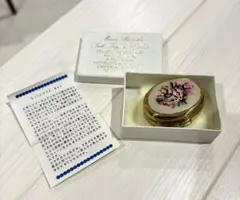 300◇プチポワン メガネケース薄型 金縁 黒 花柄刺繍 薔薇 ソフト