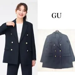未使用級✨GU テーラードジャケット　紺ブレ　金ボタン　ダブルボタン　XLのサムネイル