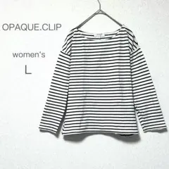 【オペークドットクリップ】 バックフレア ボーダー 長袖 チュニック (L)のサムネイル