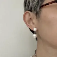 12㎜ コットンパールのバックキャッチピアス サージカルステンレス
