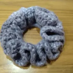 No.20 ハンドメイドシュシュ フリル 毛糸 かぎ編み パープルグラデーション