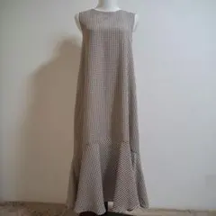 BASEMENTonline★新品★チェック柄ノースリーブ ロングワンピースのサムネイル