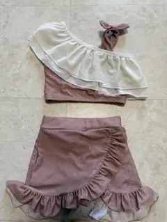 ピンク ワンショル風 セパレート水着セット 100
