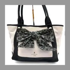 【美品】ランバンオンブルー LANVIN トートバッグ ネイビー リボンのサムネイル