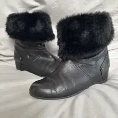 ビューフォート　2way ショートブーツ　ロングブーツ ブラック　レザー　ファー