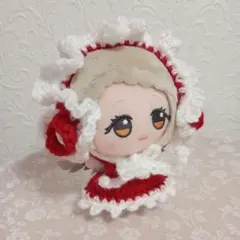 ちびぐるみ ぬい服 ヘッドドレス ワンピース セット 赤色
