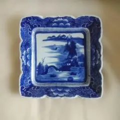 NO746 古伊万里 染付 長皿 山水画 江戸 - メルカリ