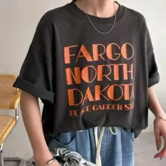 即日発送 ディスコート風 ロゴTシャツ チャコールグレーＬ