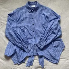 【セール】LANVIN en Bleu ストライプ 長袖シャツ Mサイズのサムネイル