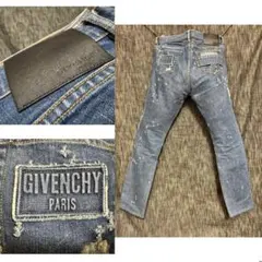 美品✨ジバンシィ ダメージデニム レザーパネル デストロイ加工 ヴィンテージ風 美品✨ジバンシィ ダメージデニム レザーパネル デストロイ加工