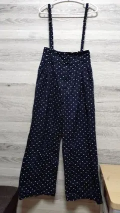 Heather サスペンダー付きドット柄ワイドパンツ