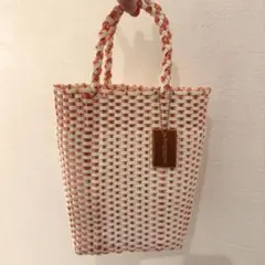 【美品】ユナイテッドアローズ　ビューティー&ユース　カゴバッグオレンジ×ホワイトのサムネイル