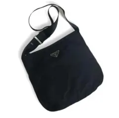 美品☆　プラダ　ショルダーバッグ　ナイロン　レザー　三角ロゴプレート