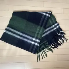 中古　チェック柄　フリンジ付き　マフラー