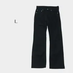 ブラック ストレートパンツ Lサイズ 綿混 ストレッチあり