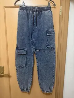 ブルー　デニム　カーゴパンツ