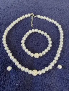 卒園式・入学式・パールのネックレスブレスレットピアスのセット