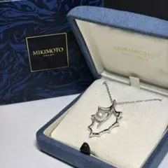 【美品✨】MIKIMOTO ミキモト 柊 一粒パールネックレス リーフ シルバーのサムネイル