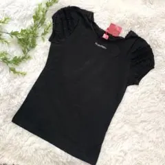 【新品】メゾピアノ　Tシャツ　ジュニアＬ　レース　160 ブラック シンプル