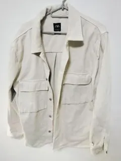 ZARA デニムシャツジャケット アイボリー XL