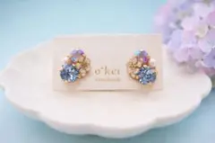 紫陽花のゼリーの耳飾り　ピアス／イヤリング