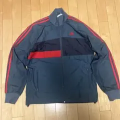 adidas ナイロンジャケット Mサイズ グレー/レッド メンズ