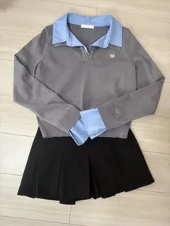 チコ　刺繍入り襟付きポロニット➕スカパン　セット