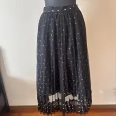 axes femme ロングプリーツスカート 花柄刺繍