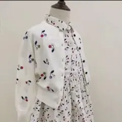 【新品】さくらんぼ刺繍 カーディガン ホワイト チェリー