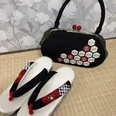 振袖用 草履バッグセット IKKO 刺繍バッグ 厚底草履 新品 No.3060