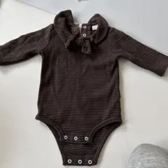 【美品】petit main ストライプロンパース