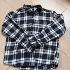 フランネル長袖シャツ 黒白チェック