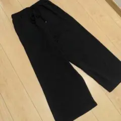 黒 ワイドパンツ ウエスト総ゴム