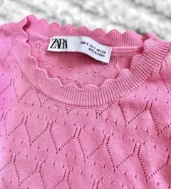 【極美品】ZARA ザラ ニット ピンク 透かし編み S