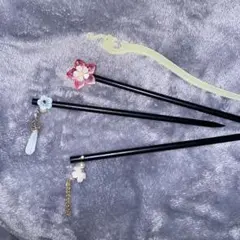 花とパールのかんざし3本セット