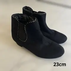 プリンセスローズ 黒 スタッズ付き ブーツ 23cm