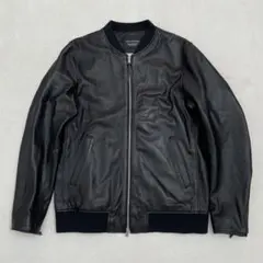 ✨美品ナノユニバース 羊革 レザー フライトジャケット MA-1 ネイビー