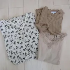 【一度着用】GLOBAL WORK　シャツワンピース　花柄　カーディガン　3点