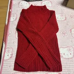 WIN HEART 赤 リブ編み セーター M