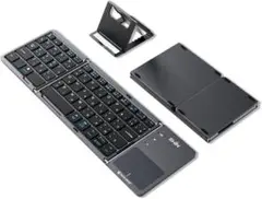 折りたたみ式Bluetoothキーボード　ワイヤレス　タッチパッド付き　グレー