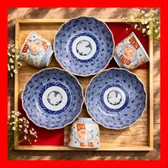 a261 6枚セット 染付皿 印判皿 伊万里焼 アンティーク コーディネート 器