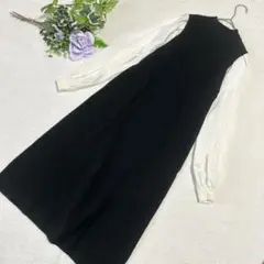 【FREE'S MART 】布帛ドッキングロングニットワンピース　ブラック黒　M