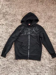 【セール】Puma 迷彩柄 ジップアップパーカー　S ブラック　黒　フード付き