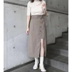 MURUA フロントボタンレイヤードスカート