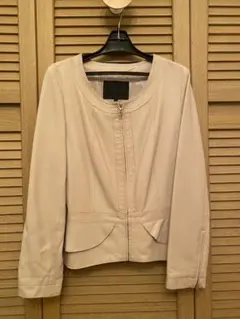 【美品/44サイズ】アンタイトル レザージャケット ノーカラー ラムレザー 本革