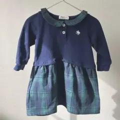 バースデイ 80 POLO baby ワンピース ネイビー チェック ベビー